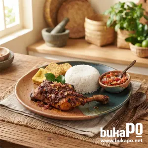 AYAM BAKAR PLUS NASI KOMPLIT Saranghae Kuliner