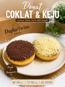 FS DONAT COKLAT DAN KEJU Dapur Twins Bakery