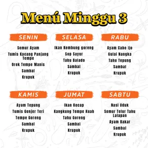 PAKET CATERING 5 HARI MINGGU 3  TAMAN GRIYA