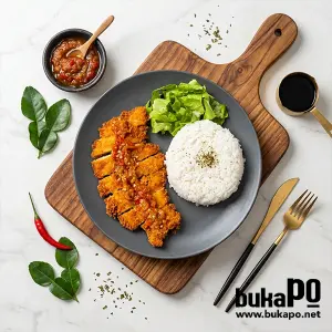 CHICKEN KATSU RICE BOWL SAMBAL KOREK Dapoer Lurin